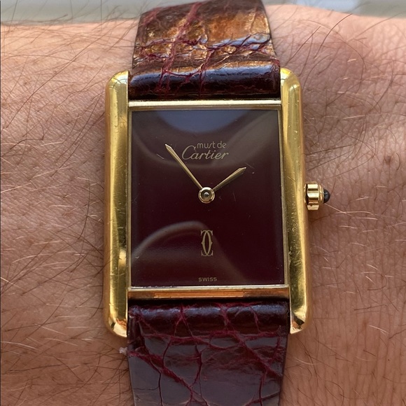 vintage must de cartier maroon/red dial Rare Dial Quarts Movement - Picture 6 of 7